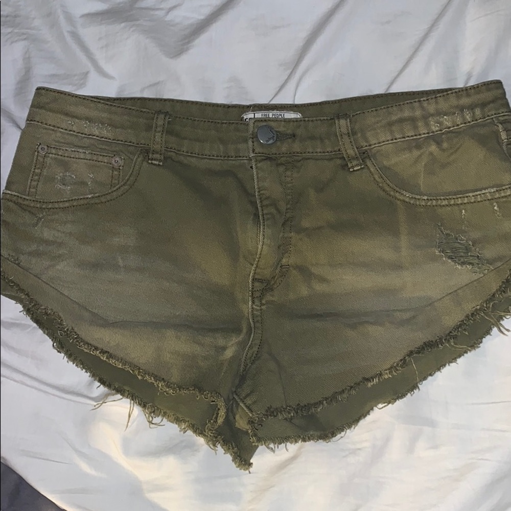 Free People olive green jean short size 29